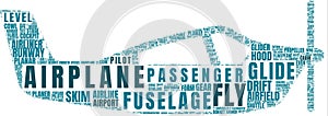 aeroplane symbol tagcloud illustration with related words photo