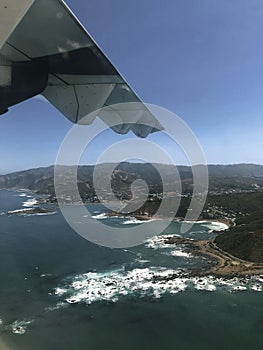 Aeroplane window coastline