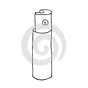 Aerosol spray can with  clean white body. Hand drawing sketch tube  illustration isolated on white background