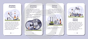 Aerospace and defence industry mobile application banner set.