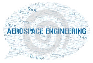 Aerospace Engineering typography word cloud create with the text only