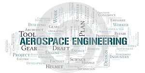 Aerospace Engineering typography word cloud create with the text only