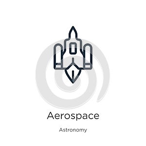 Aerospace icon. Thin linear aerospace outline icon isolated on white background from astronomy collection. Line vector sign,