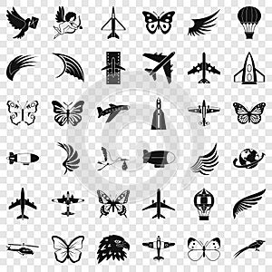 Aerospace icons set, simle style