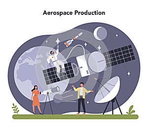 Aerospace industry. Cosmos production and technology. Global