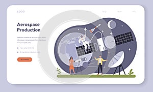 Aerospace industry web banner or landing page set. Cosmos