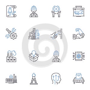 Aerospace line icons collection. Rockets, Satellites, Aerospace, Aircraft, Avionics, Spaceships, Navigation vector and
