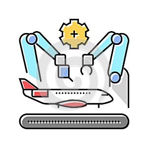 aerospace manufacturing aeronautical engineer color icon vector illustration