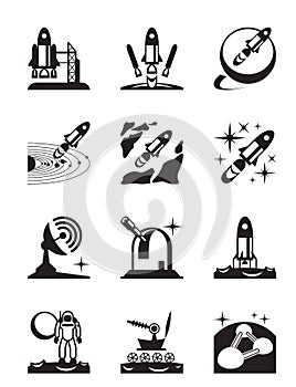 Aerospace mission set of icons