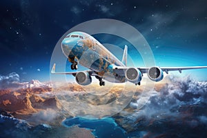 aerospace travel concept with space and earth elements