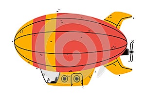 Aerostat as Aircraft Flying in the Air Vector Illustration