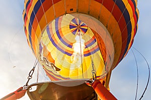 Aerostat balloon with burning fire, ready for flight