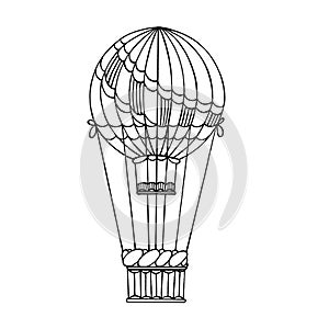 Aerostat or balloon  drawn on a white background with a liner