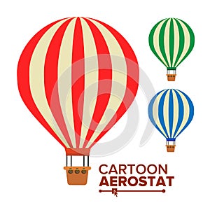 Aerostat Balloon Vector. Vintage Transport. Hot Air Balloons. Cartoon Flat Illustration