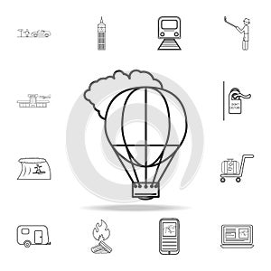 Aerostat line icon. Set of Tourism and Leisure icons. Signs, outline furniture collection, simple thin line icons for websites, we