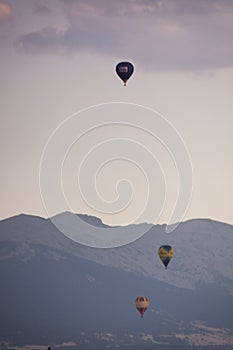 Aerostatic balloon festival over the city of Segovia, Castilla y LeÃ³n. Spain