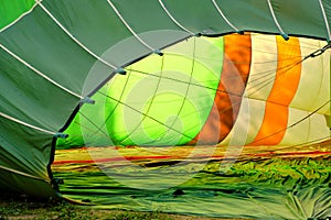 Aerostatic balloon hot air filling. Color image