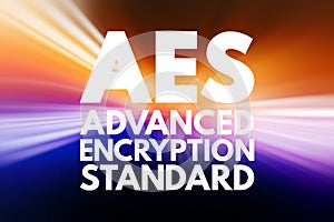 AES - Advanced Encryption Standard acronym, technology concept background photo