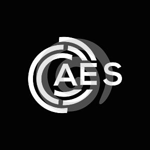 AES letter logo design on black background. AES creative initials letter logo concept. AES letter design photo