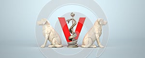 Aesculapian Staff Dog Veterinarian - 3D illustration