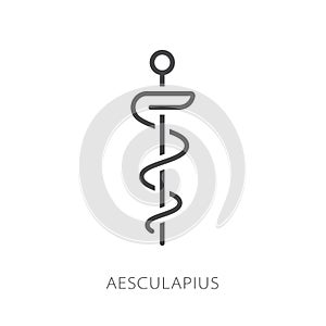 Aesculapius line icon. Element of medicine icon with name for mobile concept and web apps.