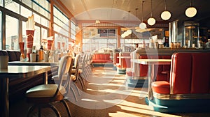 aesthetic blurred diner interior