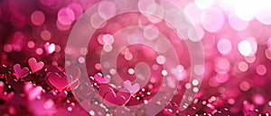Aesthetic Blurred Pink Hearts Background With Space For Valentine\'s Day