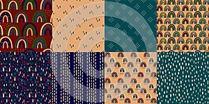 Aesthetic Boho patterns set. Modern patterns trendy patterns