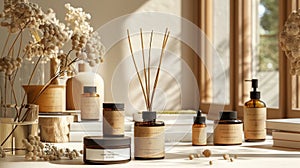 Aesthetic Collection of Incense Sticks and Diffusers for Branding Mockup