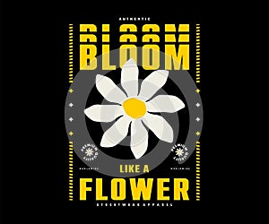 Aesthetic illustration of daisy flower t shirt design, vector graphic, typographic poster or tshirts street wear and Urban