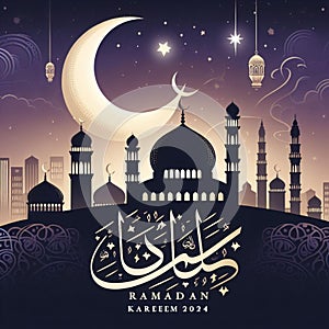 aesthetic illustration to welcome Ramadan Kareem in 2024