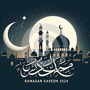 aesthetic illustration to welcome Ramadan Kareem in 2024