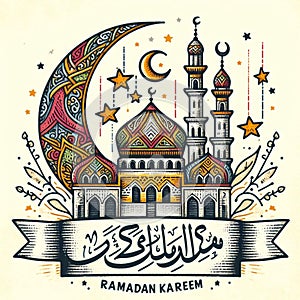 aesthetic illustration to welcome Ramadan Kareem in 2024
