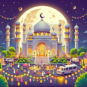 aesthetic illustration to welcome Ramadan Kareem in 2024