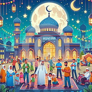 aesthetic illustration to welcome Ramadan Kareem in 2024