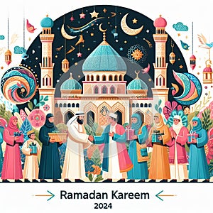 aesthetic illustration to welcome Ramadan Kareem in 2024