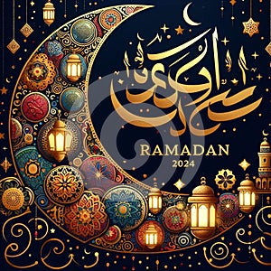 aesthetic illustration to welcome Ramadan Kareem in 2024