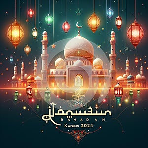 aesthetic illustration to welcome Ramadan Kareem in 2024