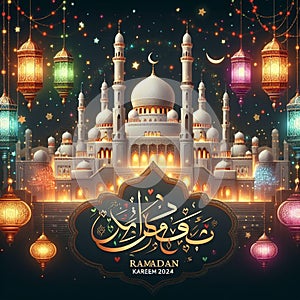 aesthetic illustration to welcome Ramadan Kareem in 2024