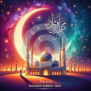 aesthetic illustration to welcome Ramadan Kareem in 2024