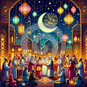 aesthetic illustration to welcome Ramadan Kareem in 2024