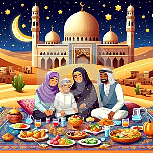 aesthetic illustration to welcome Ramadan Kareem in 2024