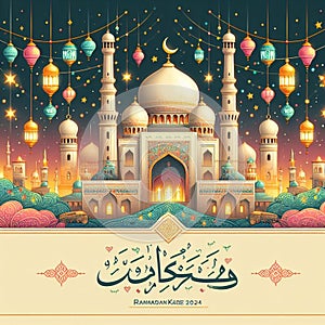 aesthetic illustration to welcome Ramadan Kareem in 2024