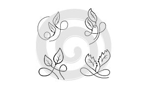 Aesthetic leaves set symbol logo design vector