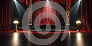 aesthetic luxurious red draped empty stage with spotli ai generated