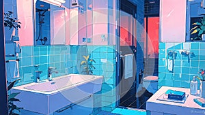aesthetic neon lit bathroom the design shoul ai generated