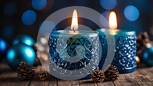 aesthetic preparation of decorative blue cand ai generated