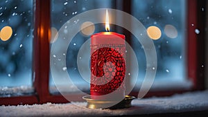 aesthetic preparation of decorative red candl ai generated