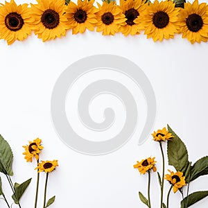 Aesthetic Sunflower Frame Fresh White Canvas