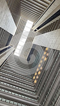 Aesthetical shoot from below to top of the building photo